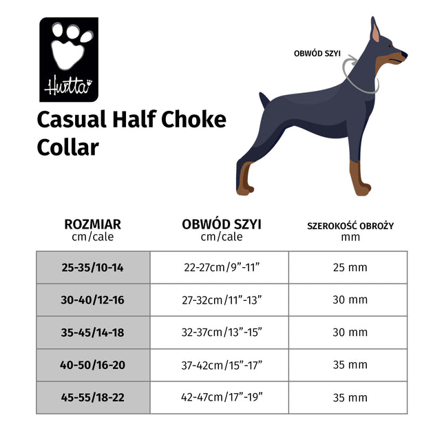 Hurtta Casual Half Choke Collar Raven - half choke collar for adult dogs - 30 - 40cm