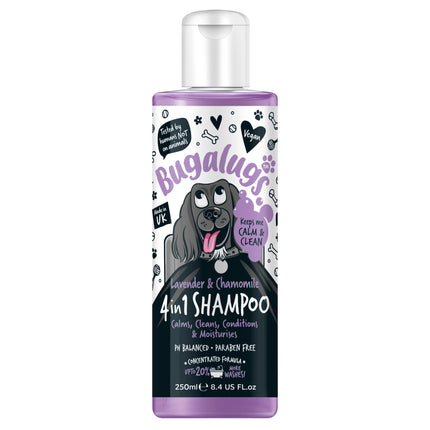 Bugalugs 4in1 Dog Shampoo - calming shampoo for dogs, with lavender and chamomile, concentrate 1:10