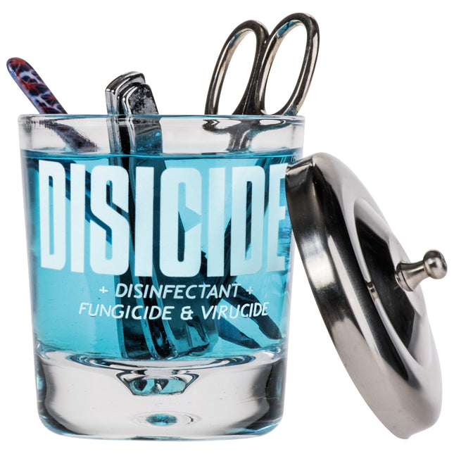 Disicide Disinfecting Glass Jar - small glass container for disinfecting tools and accessories