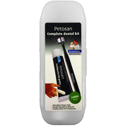 Petosan Complete Dental Kit - dental kit for dogs and cats, toothpaste, toothbrush, cleaner