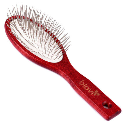 Blovi Wood Pin Brush - large, soft, wooden brush with metal pins for medium and long hair