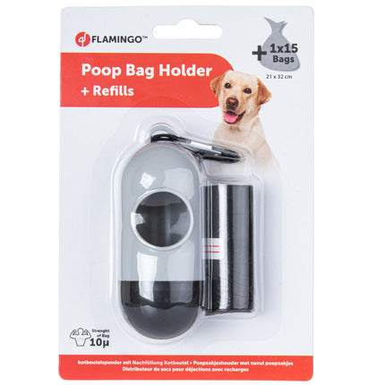 Flamingo Poop Bag Holder Rox - Dog Waste Bag Holder + 15 Bags