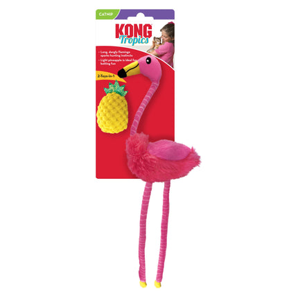 KONG Tropics Flamingo - crinkling cat toy with catnip, 2-in-1 flamingo and pineapple