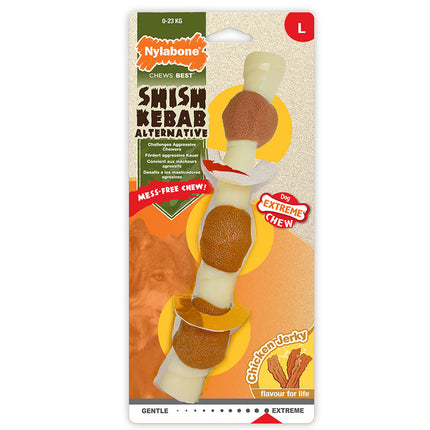 Nylabone Extreme Chicken Jerky Shish Kebab - dog chew with dried chicken flavor