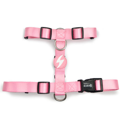 Dashi Solid Back Harness Baby Pink - adjustable guard harness for dogs, light pink