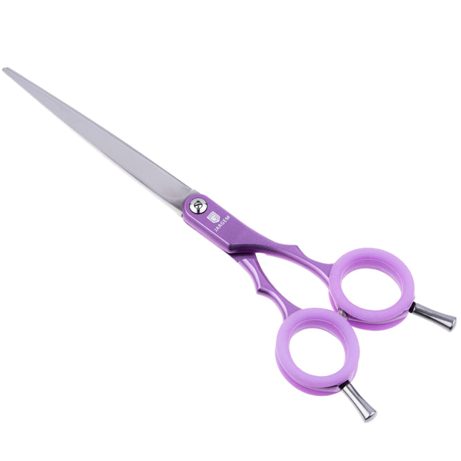 Jargem Asian Style Light Straight Scissors - very lightweight, straight scissors with colorful rings, for Korean-style grooming.