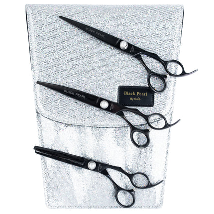 Geib Black Pearl Scissors Set - professional scissors and thinning shears set (46 teeth) made of Japanese cobalt steel, 3 pieces