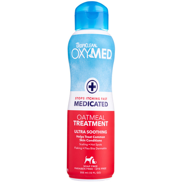 Tropiclean Oxymed Medicated Shampoo - soothing shampoo for dogs and cats with sensitive skin