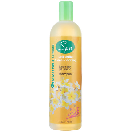 Pet Silk Spa Formula Hawaiian Plumeria Shampoo - anti-static shampoo that reduces shedding with the scent of Lei flower, concentrate 1:16