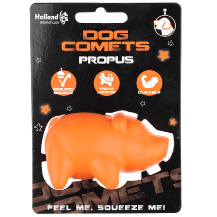 Dog Comets Propus - rubber mini fetch toy for dogs, pig with a treat opening