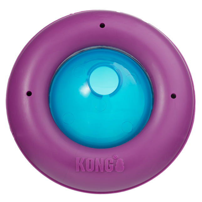 KONG Infused Cat Gyro - interactive treat ball for cats, with a rolling and pushing ring, infused with catnip