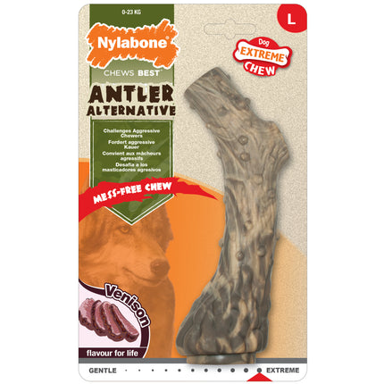 Nylabone Extreme Venison Antler Chew - dog chew, artificial antler with a game meat scent