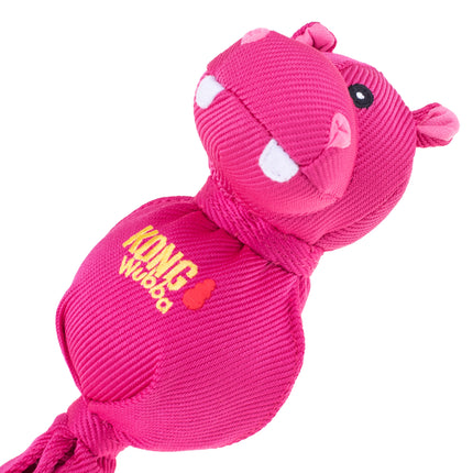 KONG Wubba Friends Ballistic Hippo - dog tug toy with tails, ball inside, and squeaker