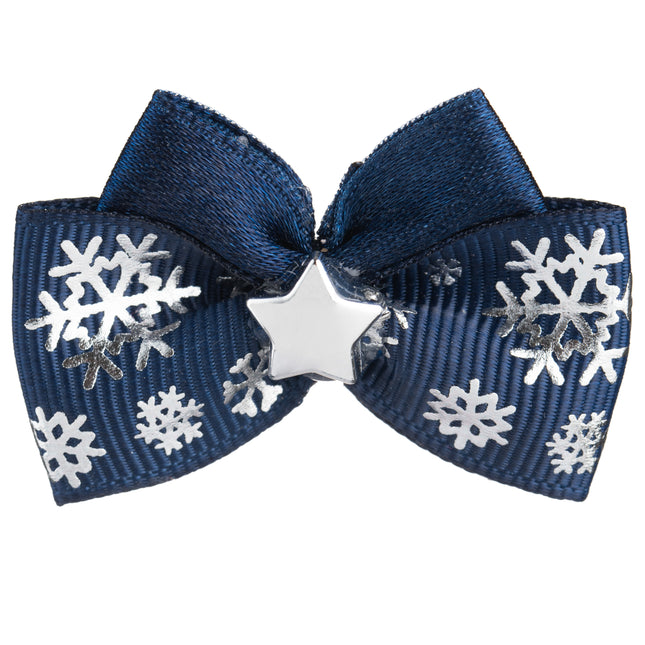 Blovi Bow Glamour satin bow with a holiday pattern