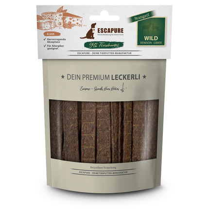 Escapure Premium Stangerl Wild with Cheese - natural dog treats, meat strips, game meat with cheese