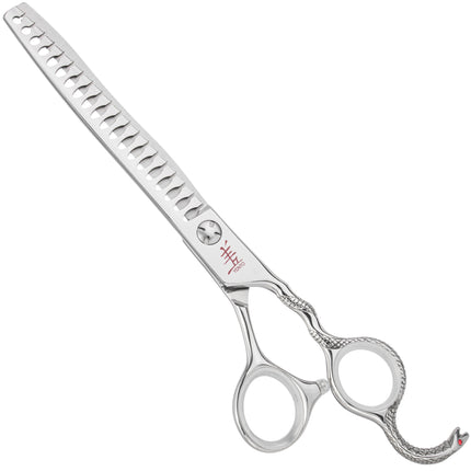 Yento Cobra Chunker - high-quality, professional single-sided thinning shears with 20 cobalt-added teeth, decorative handle