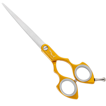 Shernbao Shark Straight Scissors - lightweight, straight scissors for Korean-style grooming, gold