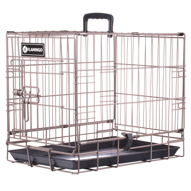 Flamingo Ebo Taupe - metal dog crate, XS: