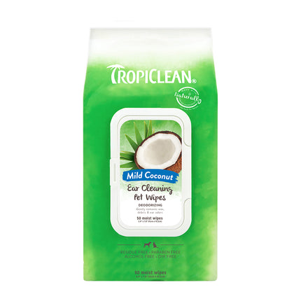 Tropiclean Ear Cleaning Pet Wipes Deodorizing 50 pcs - ear cleaning wipes for dogs and cats