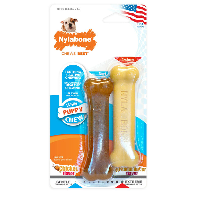 Nylabone Puppy Twin Pack - teething chew toys for puppies