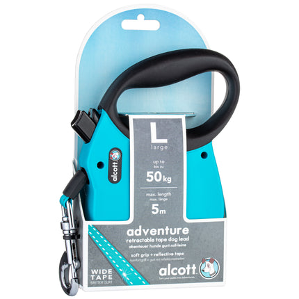 Alcott Adventure Retractable Leash Blue - reflective automatic leash for dogs, blue