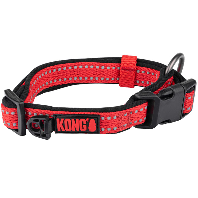 KONG Nylon Collar Red - dog collar with reflective stitching, red