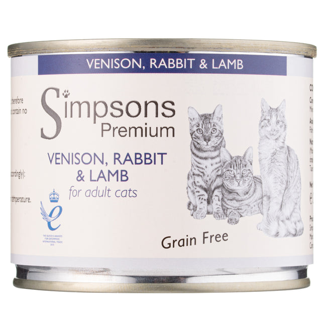 Simpsons Premium Cat Venison, Rabbit & Lamb - grain-free wet food for cats, venison, rabbit, and lamb