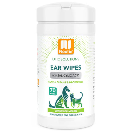 Nootie Ear Wipes Clean & Deodorizes 70 pcs - ear cleaning wipes for dogs and cats, with a cucumber and melon scent