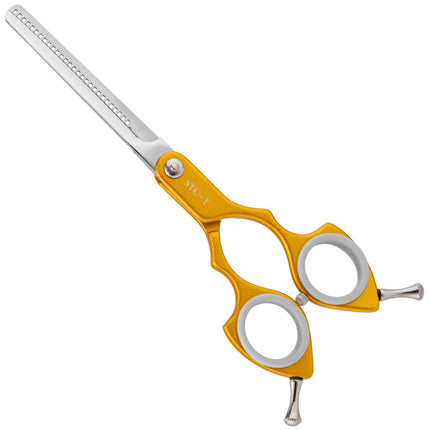 Shernbao Shark Thinning Scissors - ultra-lightweight single-sided thinning shears, aluminum handle, gold