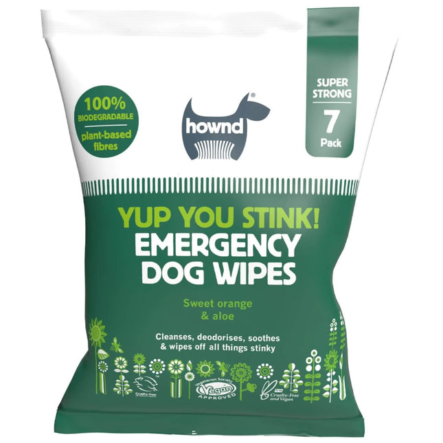 Hownd Yup You Stink! Emergency Dog Wipes 5pcs - large, moisturizing wipes for dogs and cats, odor neutralizing and dirt removing.