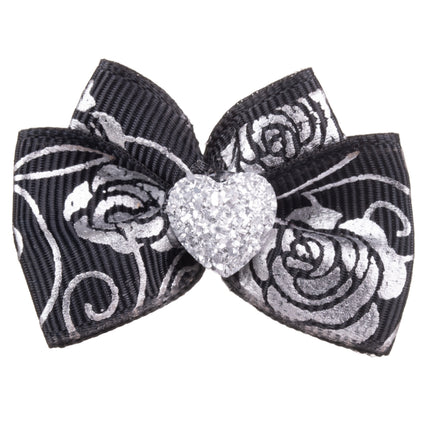 Blovi Bow Glamour Rose Pattern Bow, Satin with Ribbon