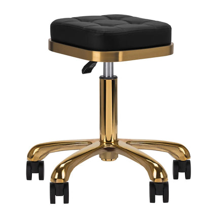 Activ - 1645 Gold Black - gold grooming stool, square, quilted seat, black