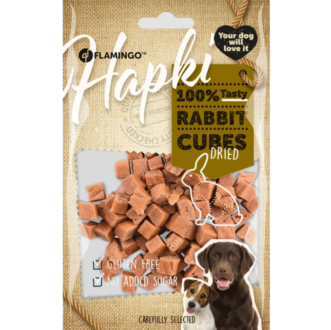 Flamingo Hapki Rabbit Cubes 85g - dog treats in the shape of cubes, made from dried rabbit