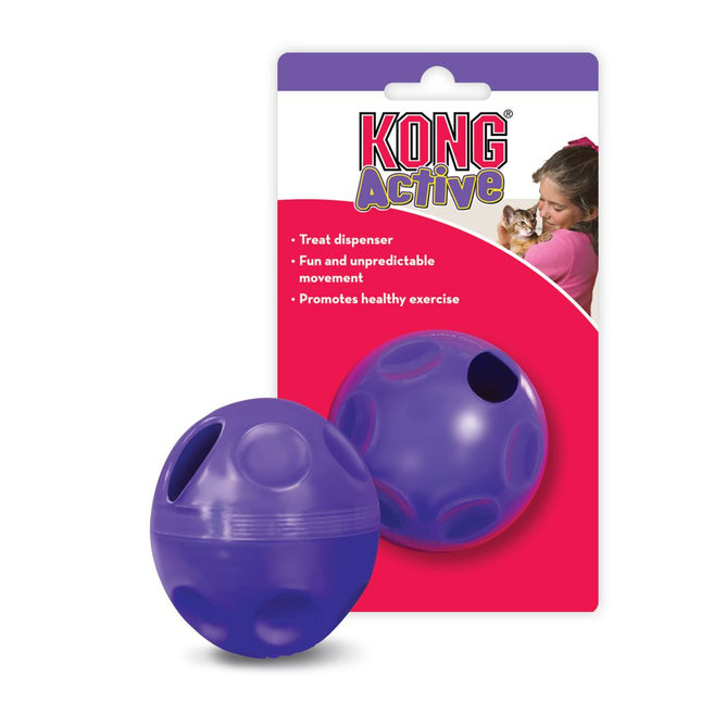 KONG Cat Treat Dispensing Ball - treat-dispensing toy for cats, lightweight plastic ball