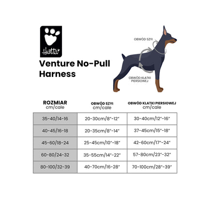 Hurtta Venture No-Pull Harness Buckthorn - dog harness with front closure - size 40 - 45