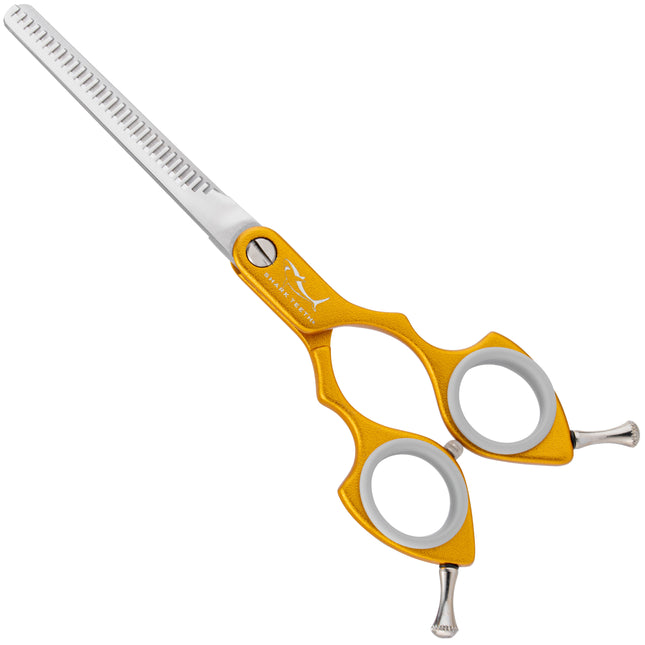 Shernbao Shark Thinning Scissors - ultra-lightweight single-sided thinning shears, aluminum handle, gold