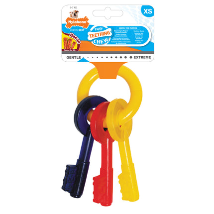 Nylabone Puppy Chew Keys - bacon-scented chew toy for puppies, shaped like keys