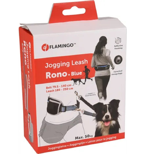 Flamingo Rono Jogging Leash - cushioned running leash for dogs, with a hip belt and pockets