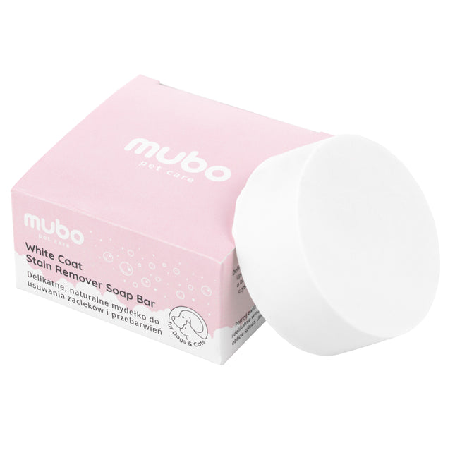 Mubo Coat Stain Remover Soap Bar - natural soap for removing stains and discoloration from dog and cat fur