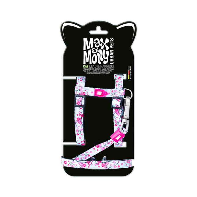 Max&Molly Cat Harness & Leash Cherry Bloom - harness and leash set for cats, cherry blossom pattern