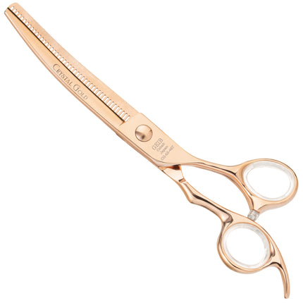 Geib Crystal Gold Curved Blender 6.5 - single-sided curved thinning shears, in gold color, 46 teeth