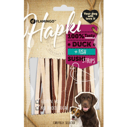 Flamingo Hapki Duck Fish Sushi Strips - soft treats for dogs, duck and pollock