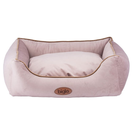 Biglo Velur Love - elegant velvet bed for dogs and cats, rectangular dusty pink