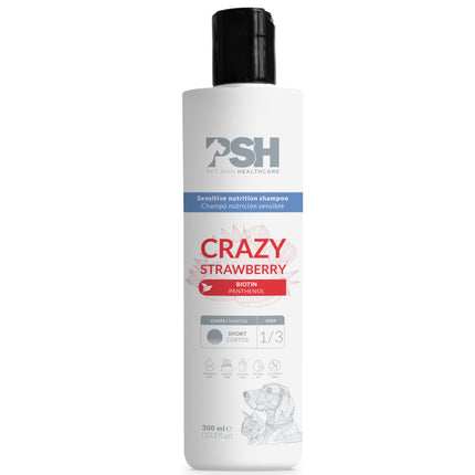 PSH Daily Beauty Crazy Strawberry Shampoo - vegan shampoo for short-haired dogs and cats, with biotin