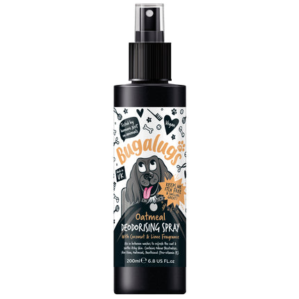 Bugalugs Oatmeal Deodorizing Spray - refreshing coat treatment with a coconut and lime scent