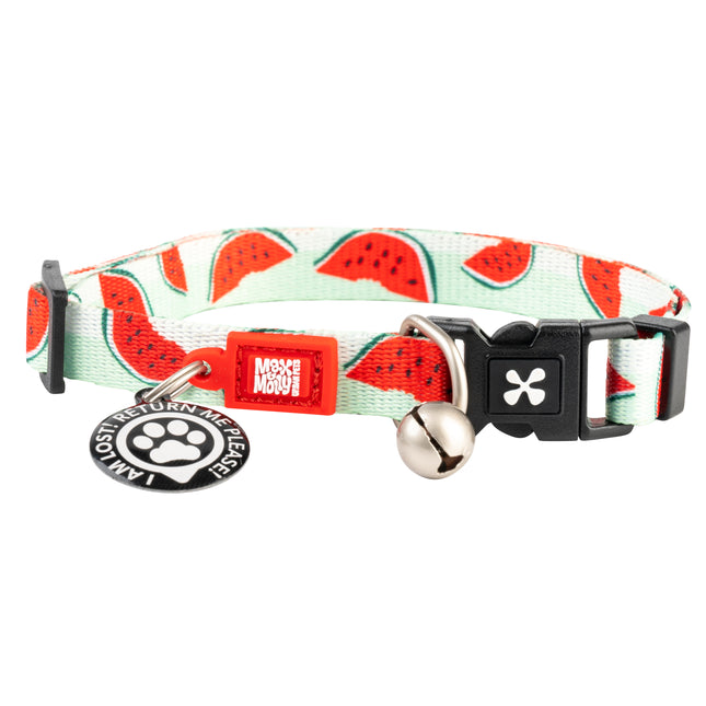 Max&Molly GOTCHA! Smart ID Cat Collar Watermelon - colorful collar for cats with a smart Tag pendant