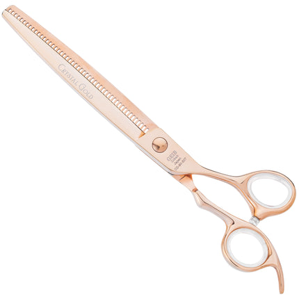 Geib Crystal Gold Shark Tooth Blender 8.0 - single-sided thinning shears in gold color, 50 teeth