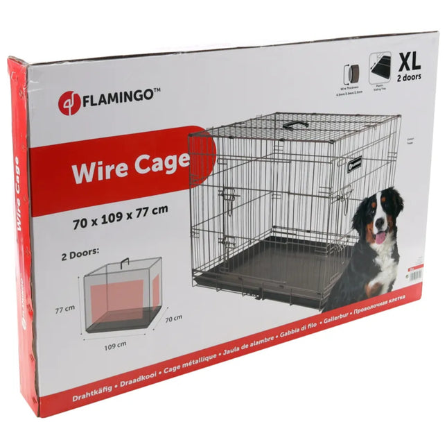 Flamingo Ebo Taupe - metal dog crate, XL: