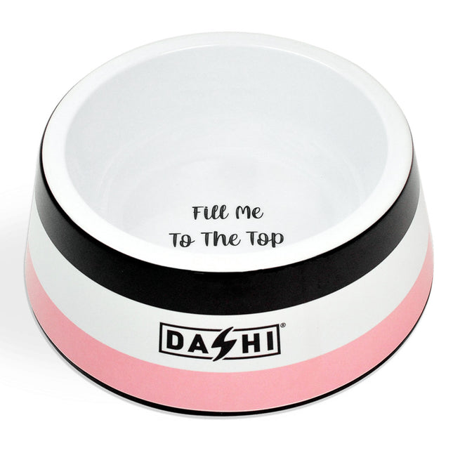 Dashi Stripes Pink & Black Bowl - melamine bowl for dogs and cats