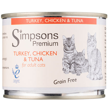 Simpsons Premium Cat Turkey, Chicken & Tuna - grain-free wet food for cats, turkey, chicken, and tuna